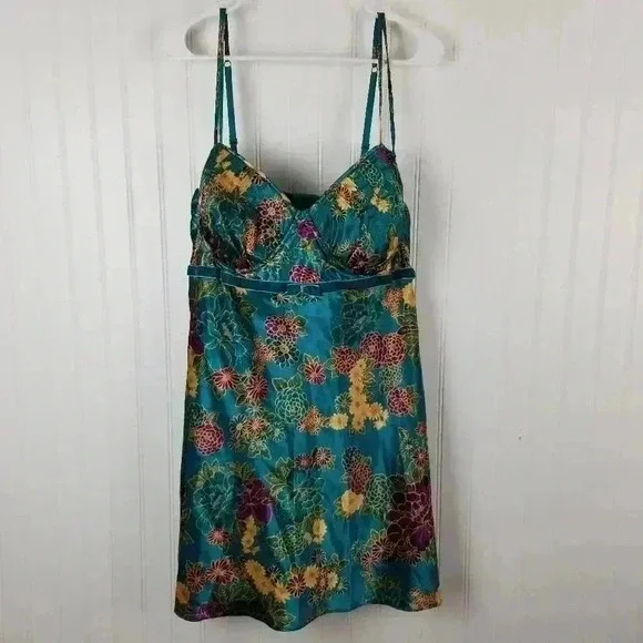 Cacique Womens Babydoll Floral Satin Slip Top Velvet Sz 26/28 Fairy Whimsigoth - Picture 7 of 16